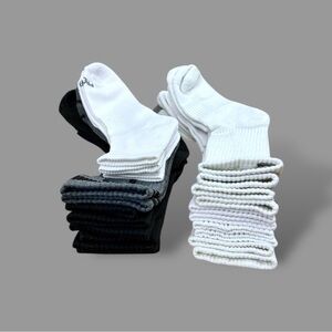 Mixed Bundle of 11 Pairs of Mens Black White Socks Sz 6-9
